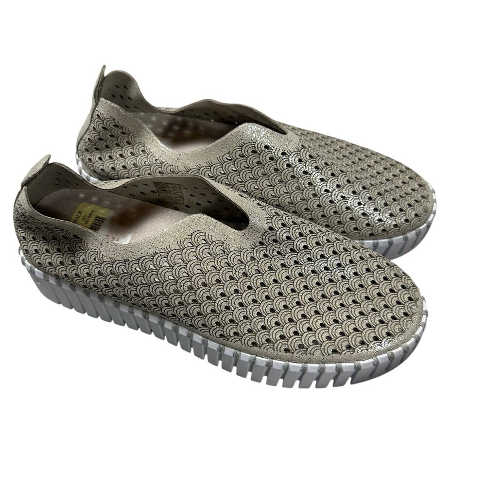 Ilse Jacobsen Silver Shimmer Perforated Shoes